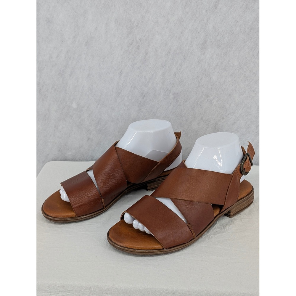Miz Mooz Denver Brown Leather Slingback Flat Sandals Womens 38 Made in Portugal - Picture 5 of 10